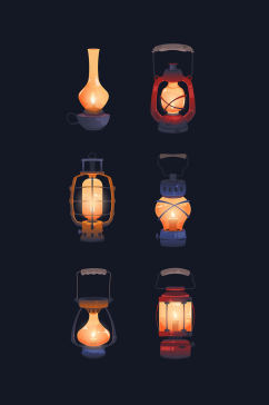 动画煤油灯免抠设计元素