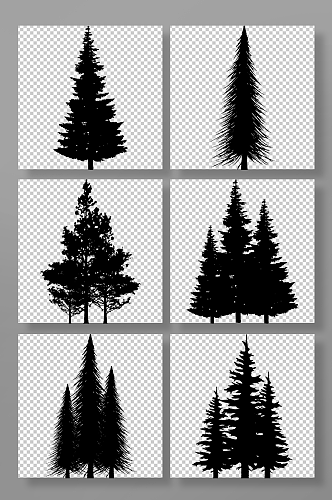 创意黑白树木图案精美元素