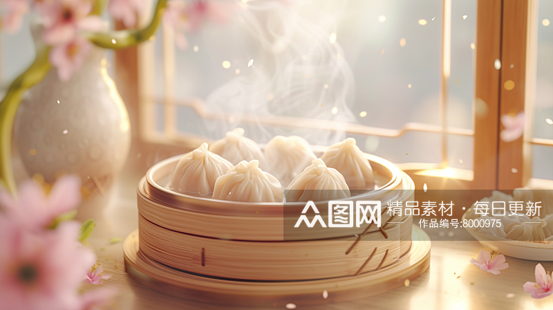 包子饺子美食3D场景素材