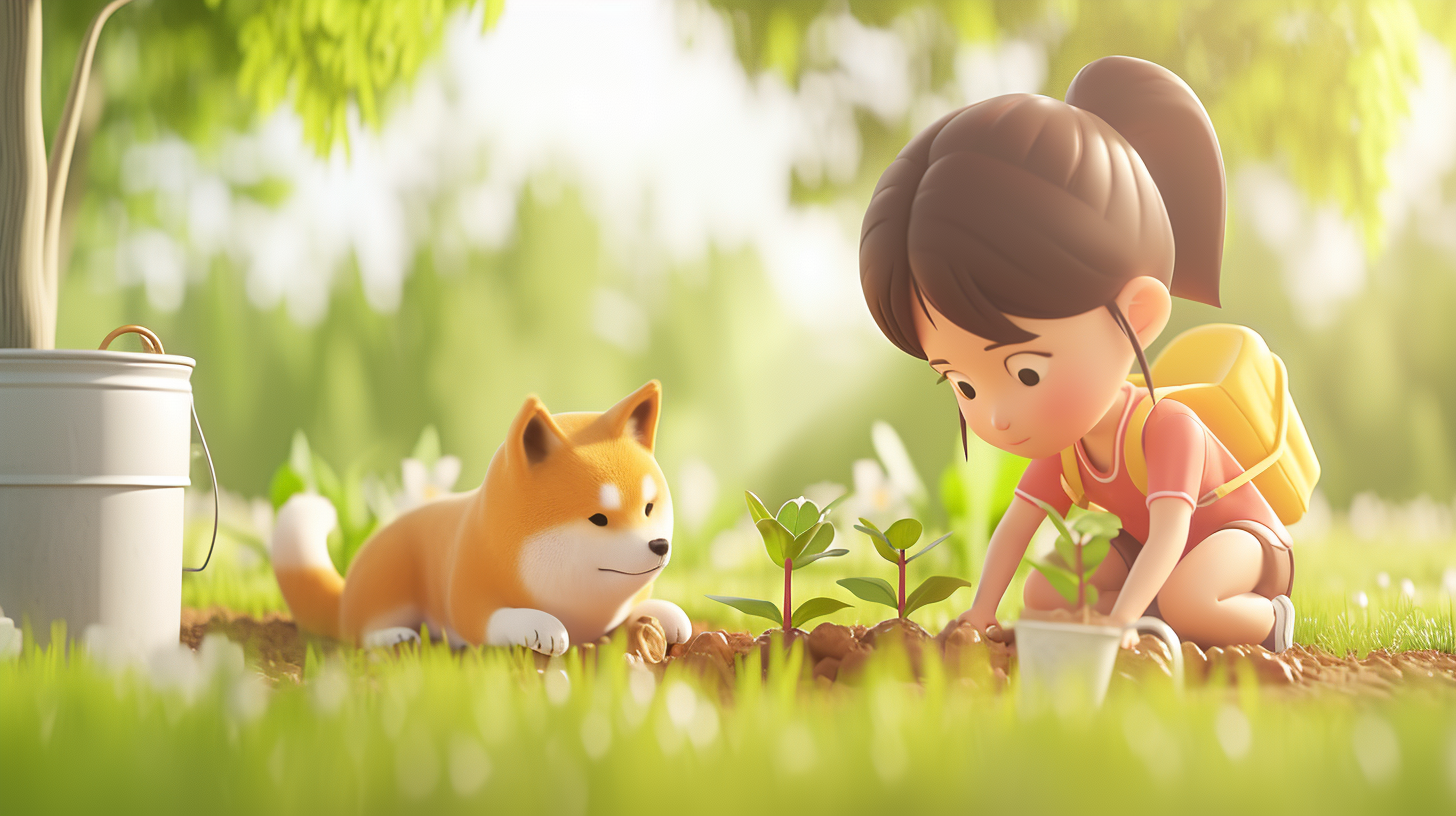 春天植树造林爱护地球插画素材