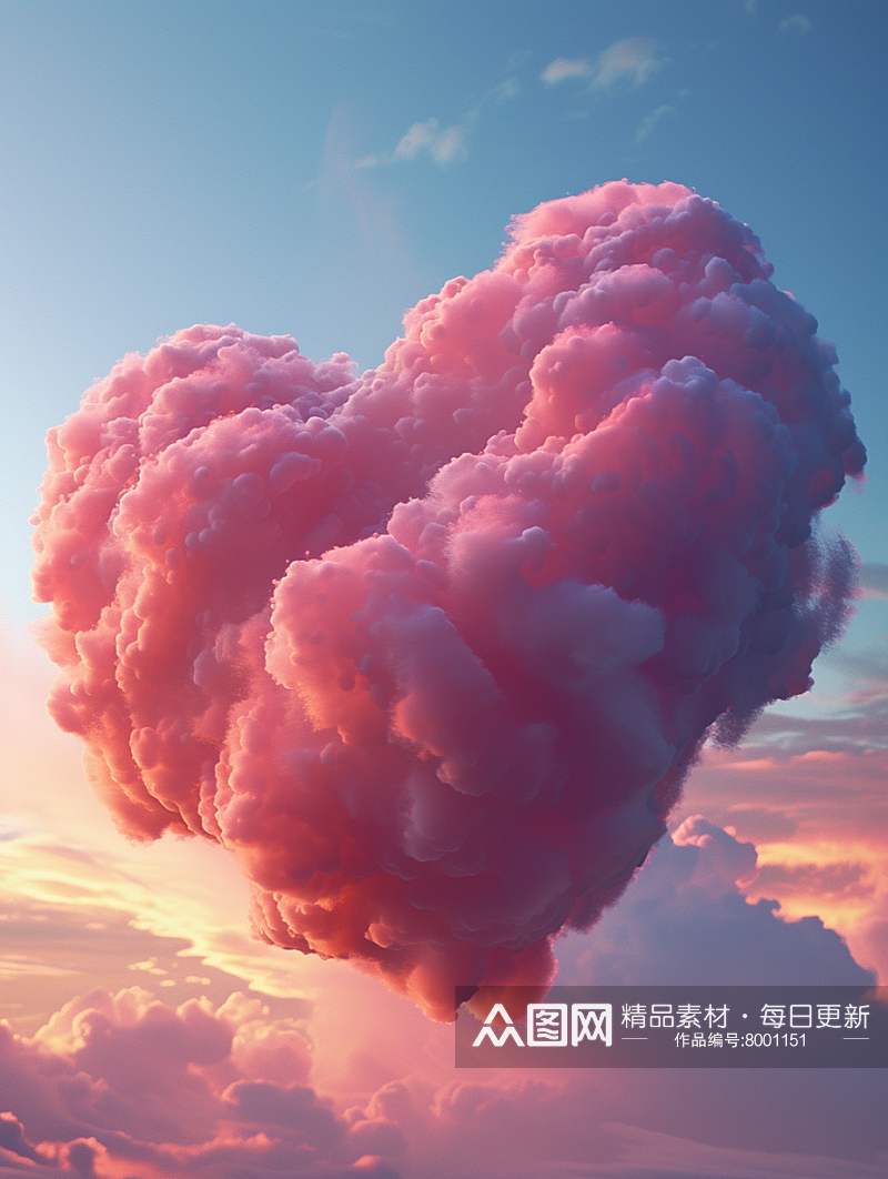 情人节心型红色云彩图片素材