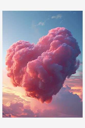 情人节心型红色云彩图片