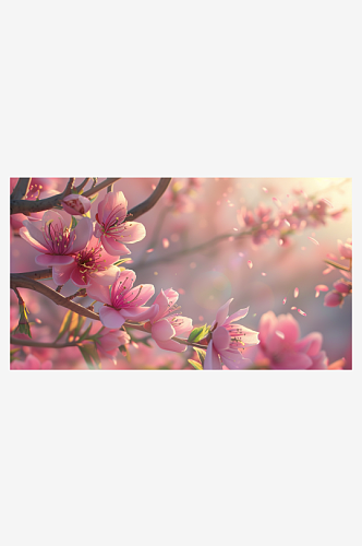 春天桃花林樱花场景图片