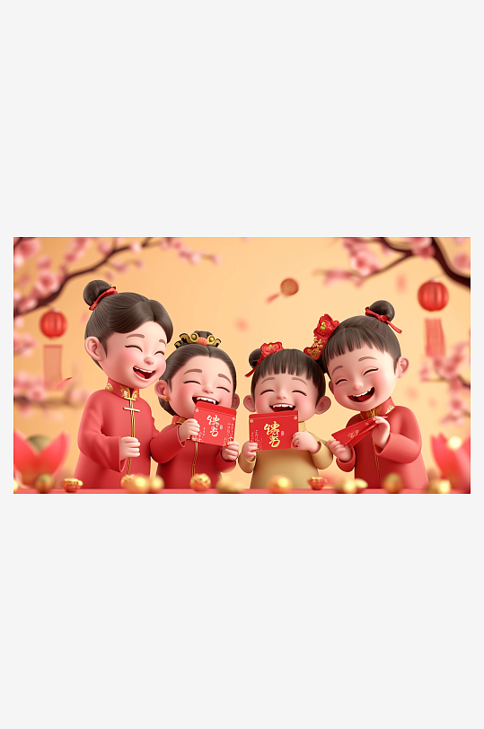节日春节一家团圆收红包