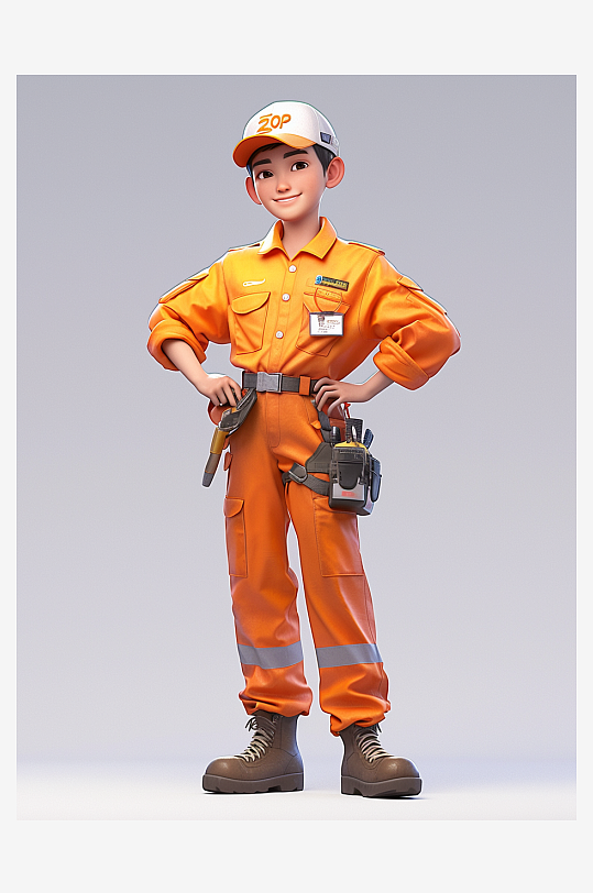 保洁员维修工劳动节3D人物