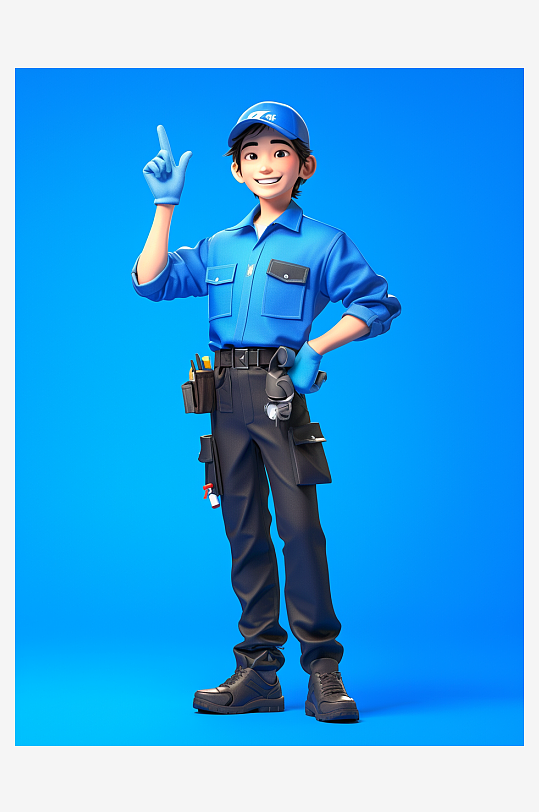 保洁员维修工劳动节3D人物