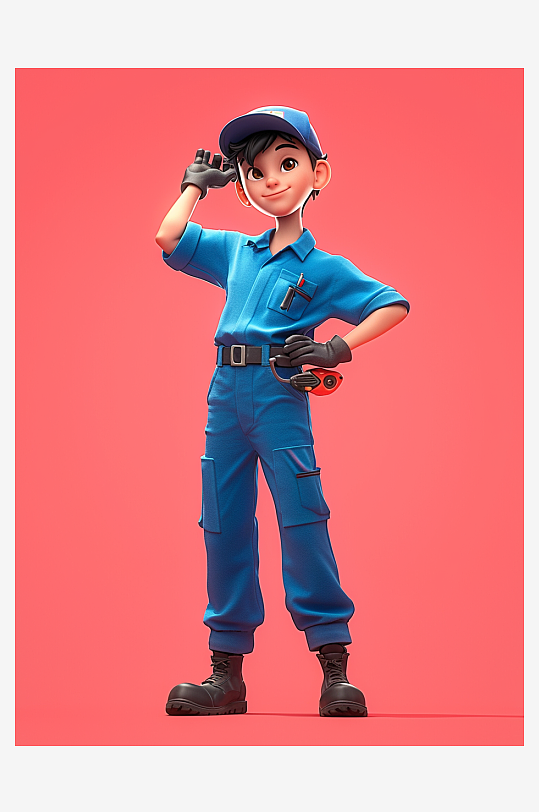 保洁员维修工劳动节3D人物