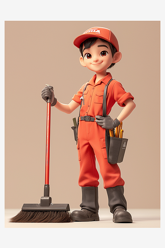 保洁员维修工劳动节3D人物