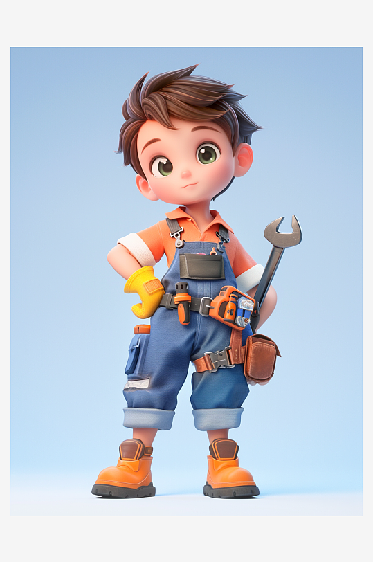 保洁员维修工劳动节3D人物