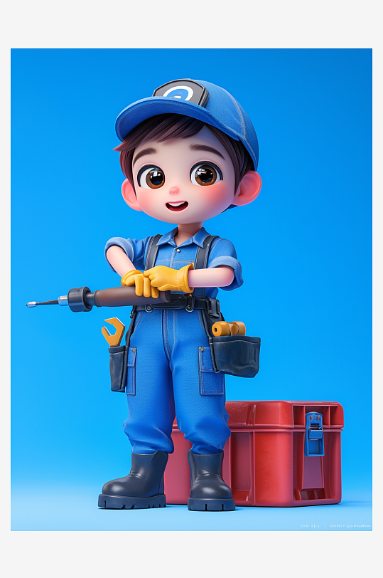 保洁员维修工劳动节3D人物