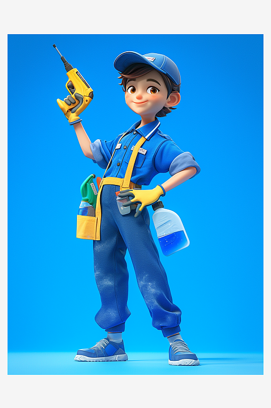 保洁员维修工劳动节3D人物