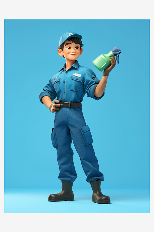 保洁员维修工劳动节3D人物