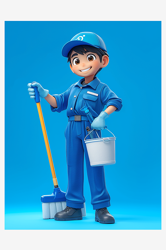 保洁员维修工劳动节3D人物