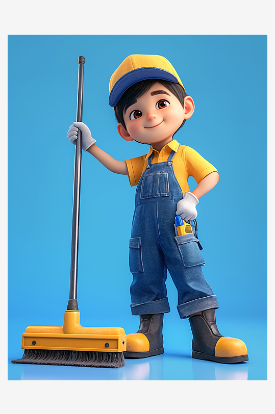 保洁员维修工劳动节3D人物