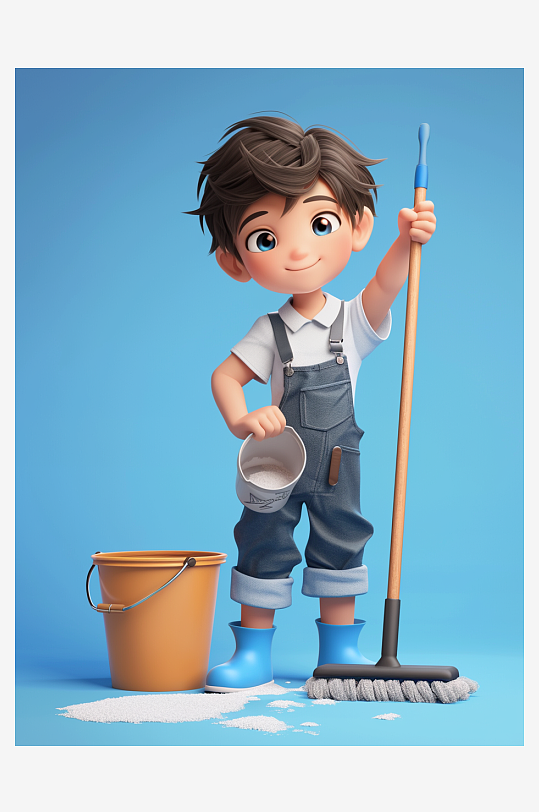 保洁员维修工劳动节3D人物