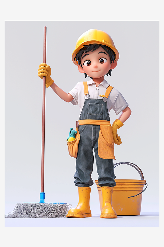 保洁员维修工劳动节3D人物