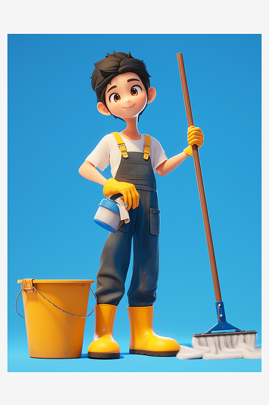 保洁员维修工劳动节3D人物