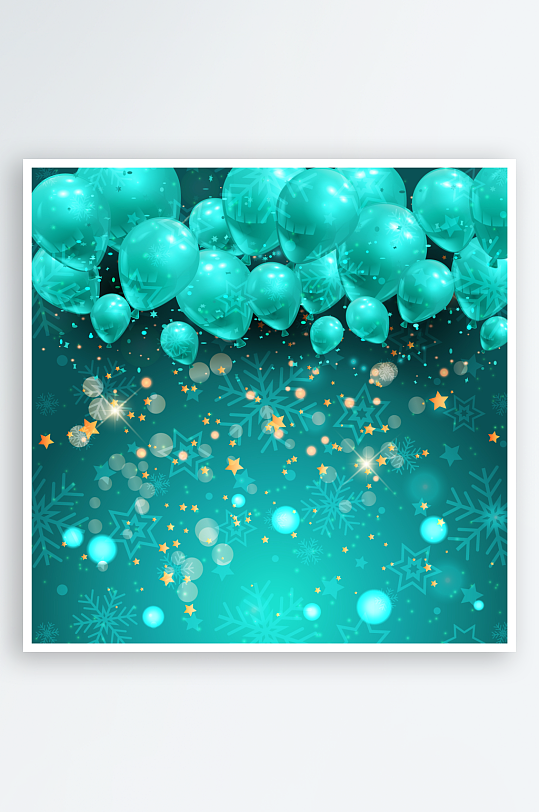 梦幻蓝绿气球背景图