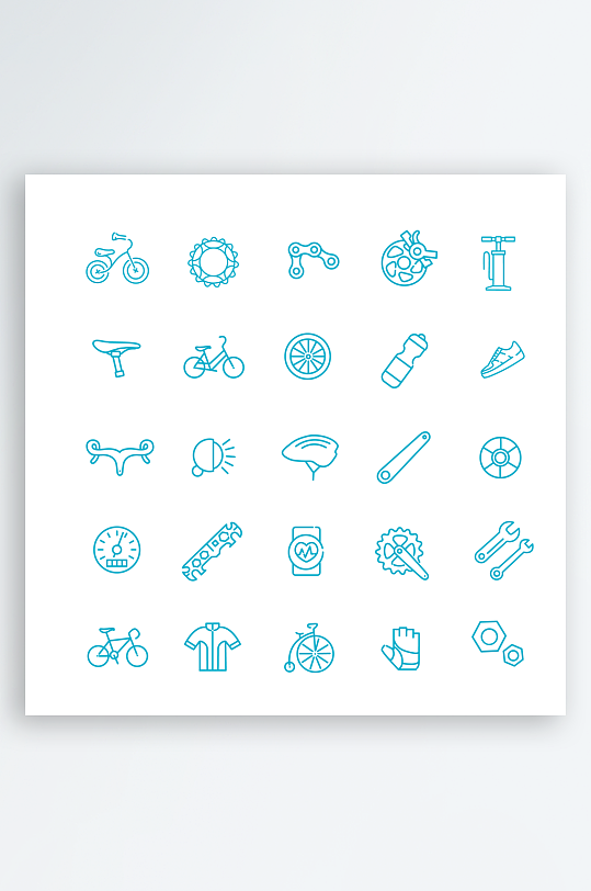 自行车相关图标集合-众图网