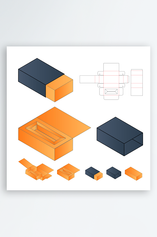 礼品盒与展开图刀模设计-众图网