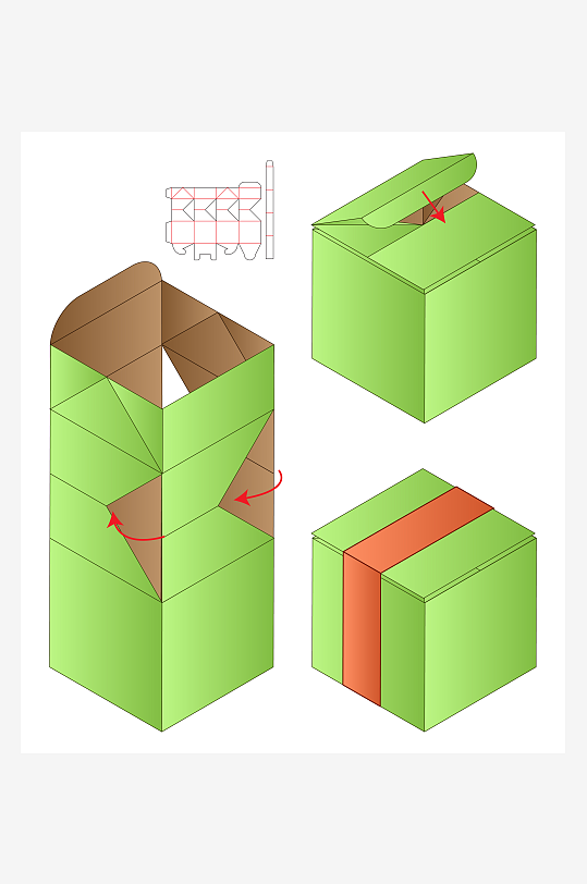 礼品盒与展开图刀模设计-众图网