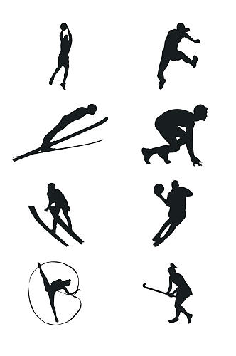 奥运会健身跑步滑雪跳远元素 设计元素