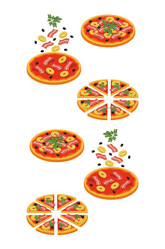 Pizza切片等距图标集矢量