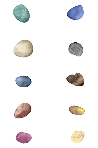 AI适量彩色不规则形状鹅卵石 石材元素