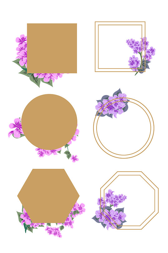 紫丁香花卡矢量纹理边框