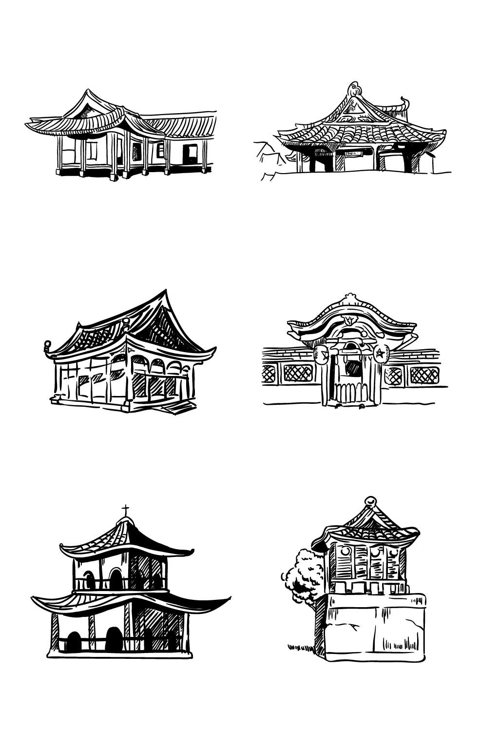 日本特色建筑绘画图片