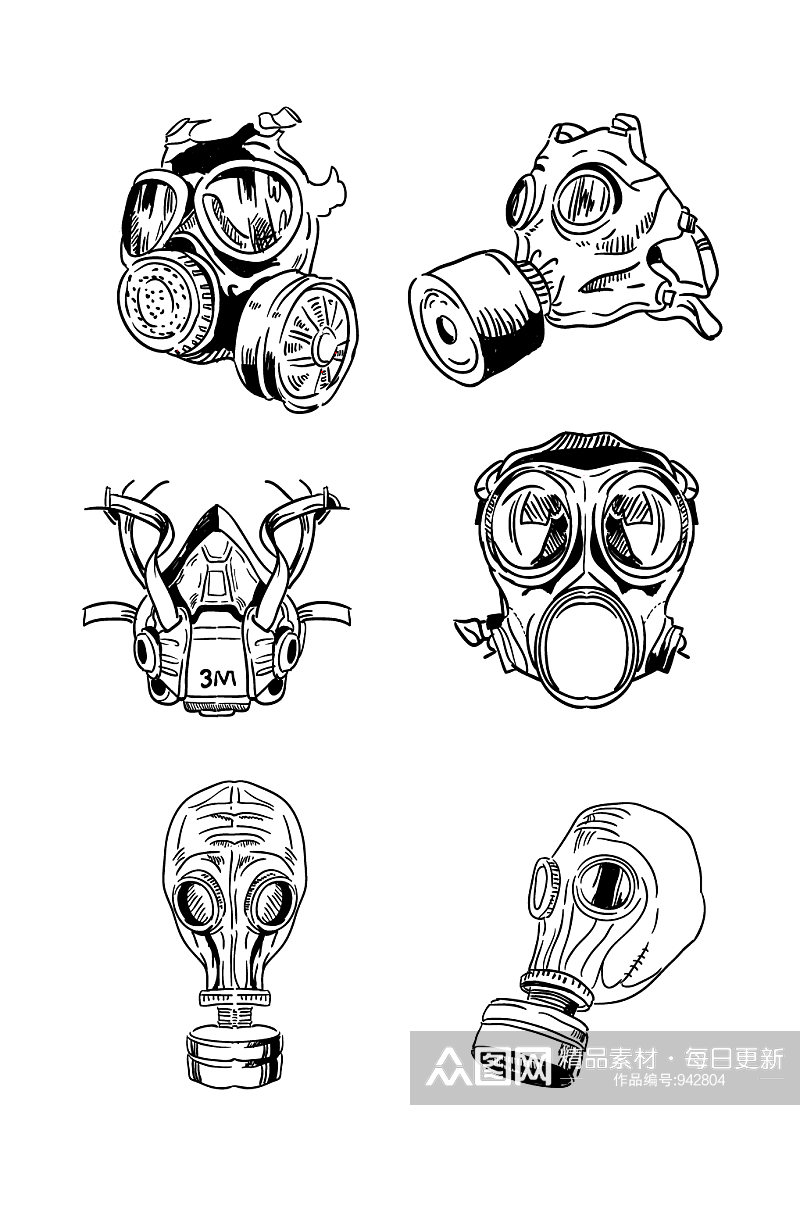 防毒面具卡通手绘素材