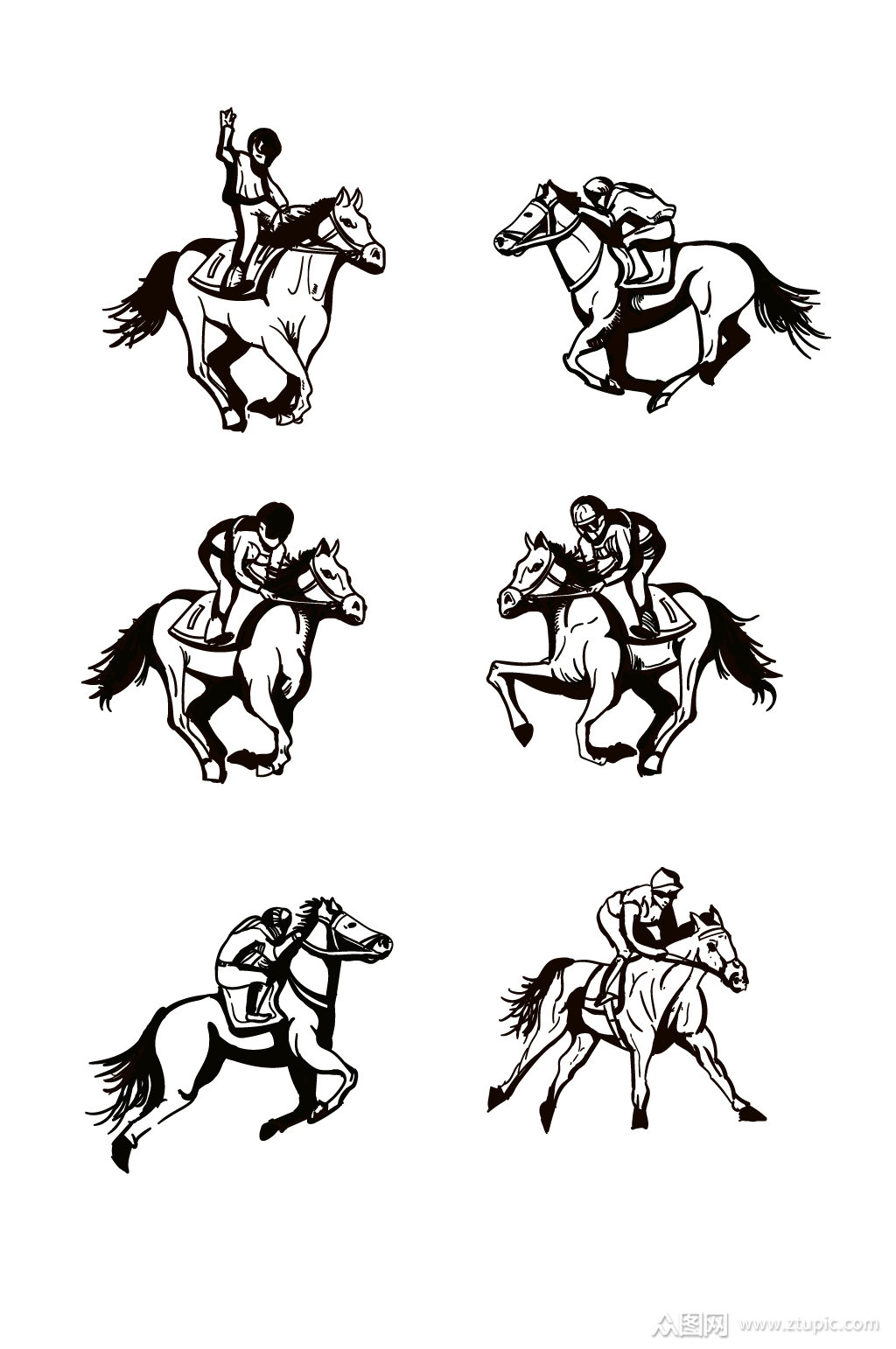 赛马运动卡通手绘