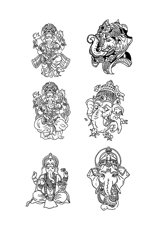 泰国象神手绘线描