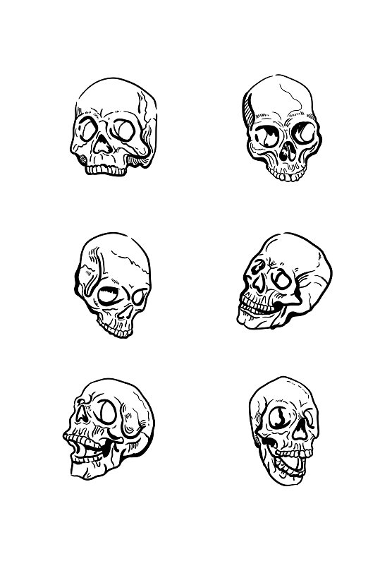 头骨人体骨骼骨头骨架手绘
