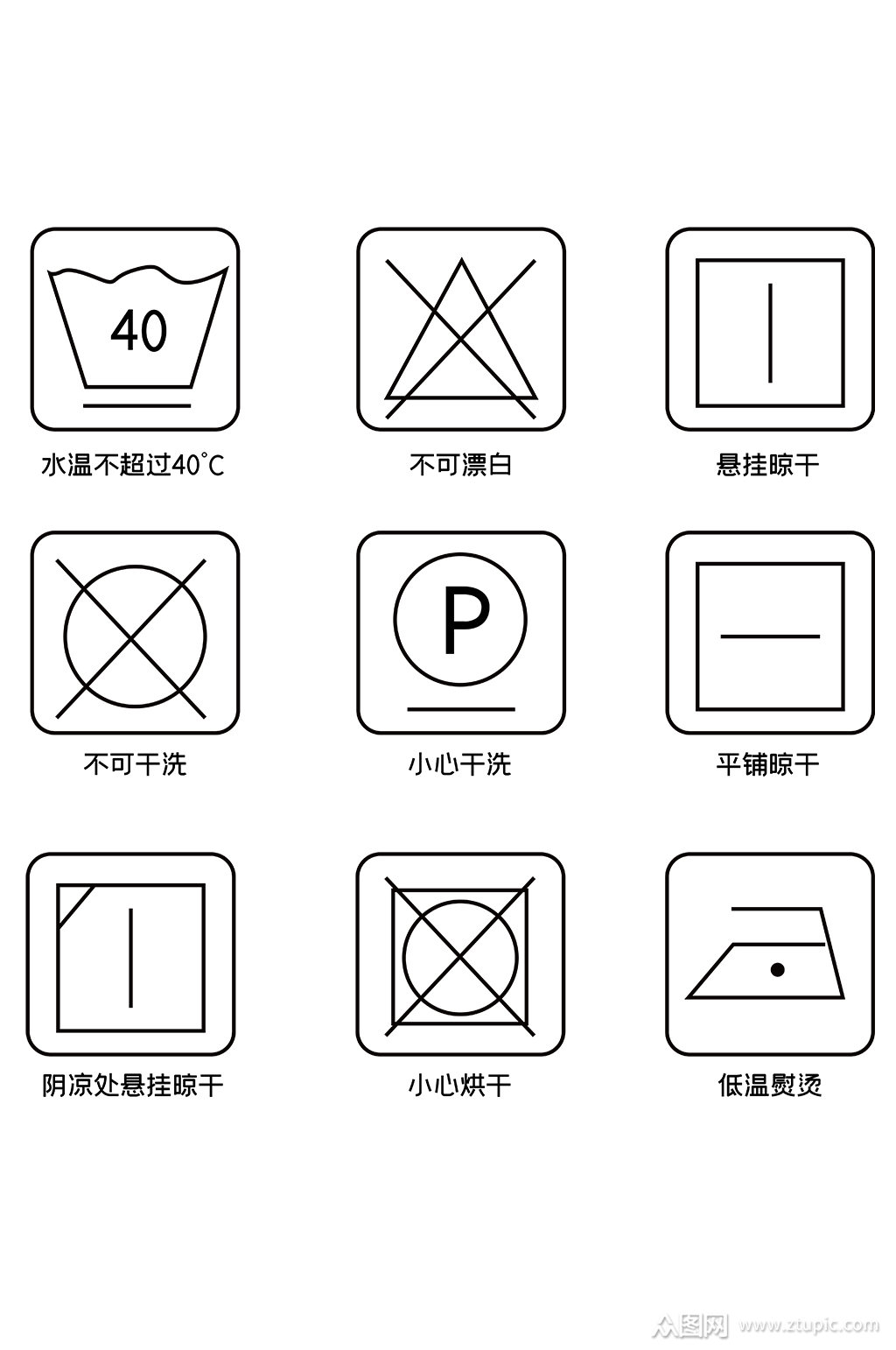 矢量衣物洗涤图标素材