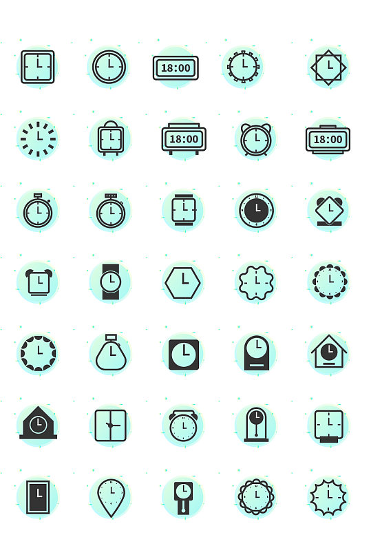 时钟图标集设计icon