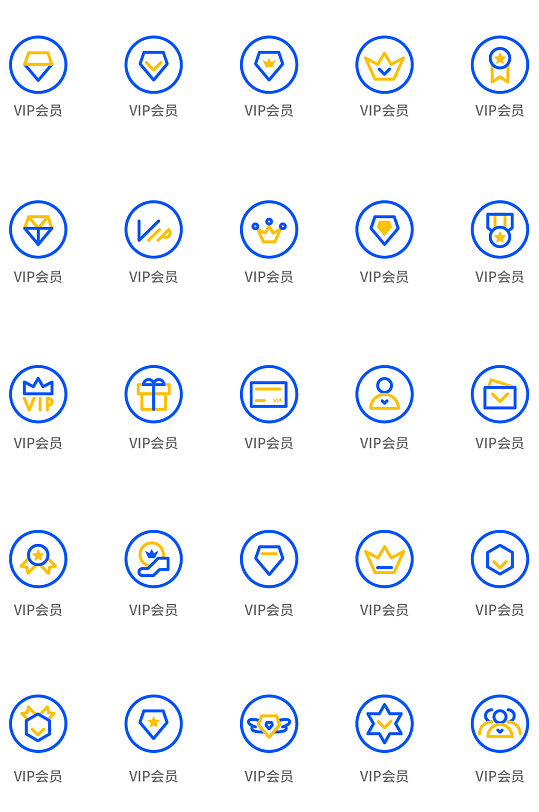 创意线性双色通用vip会员icon