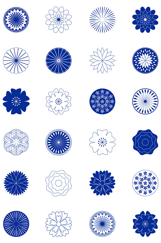 蓝色日式花纹矢量图