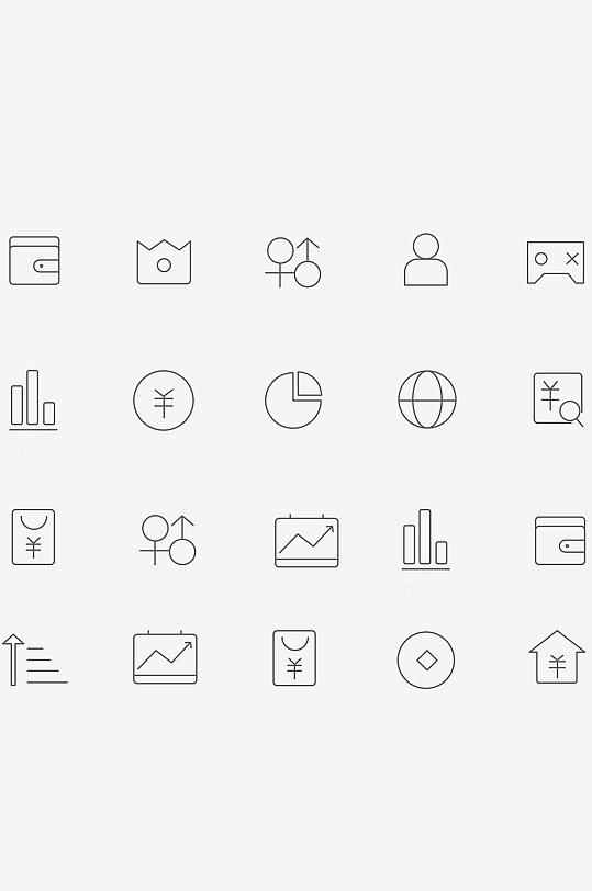 UI浅灰色简洁商务理财工具图标