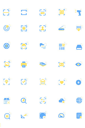 黄蓝扫描矢量图标icon