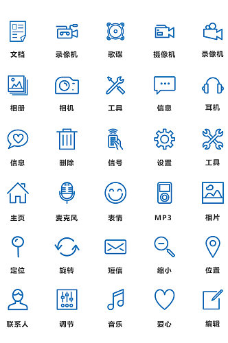 蓝色简洁手机主题图标