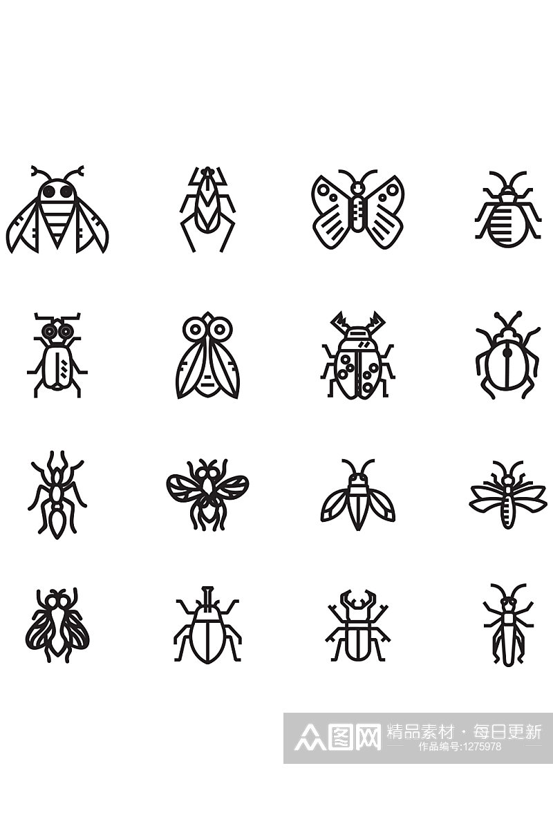 昆虫线性图标昆虫icon素材