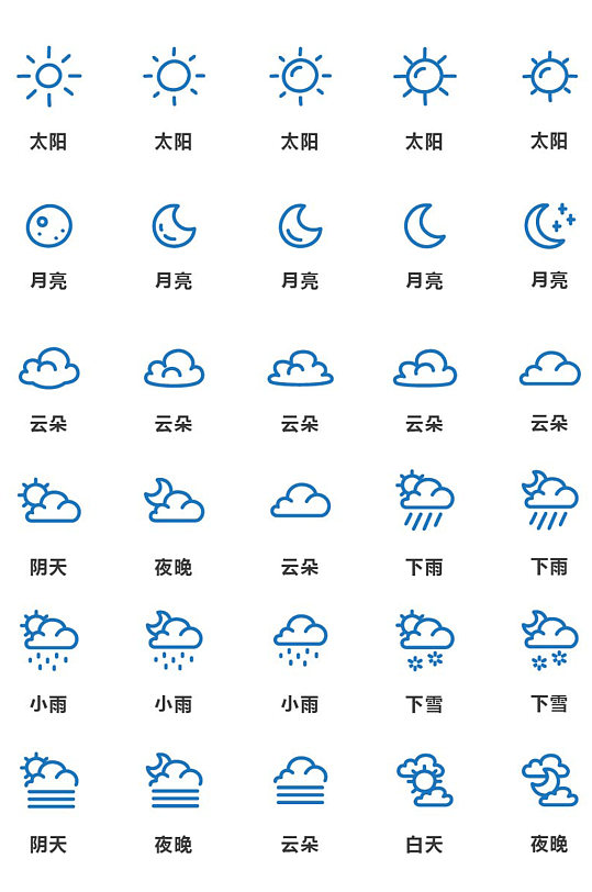 蓝色简洁天气矢量图标