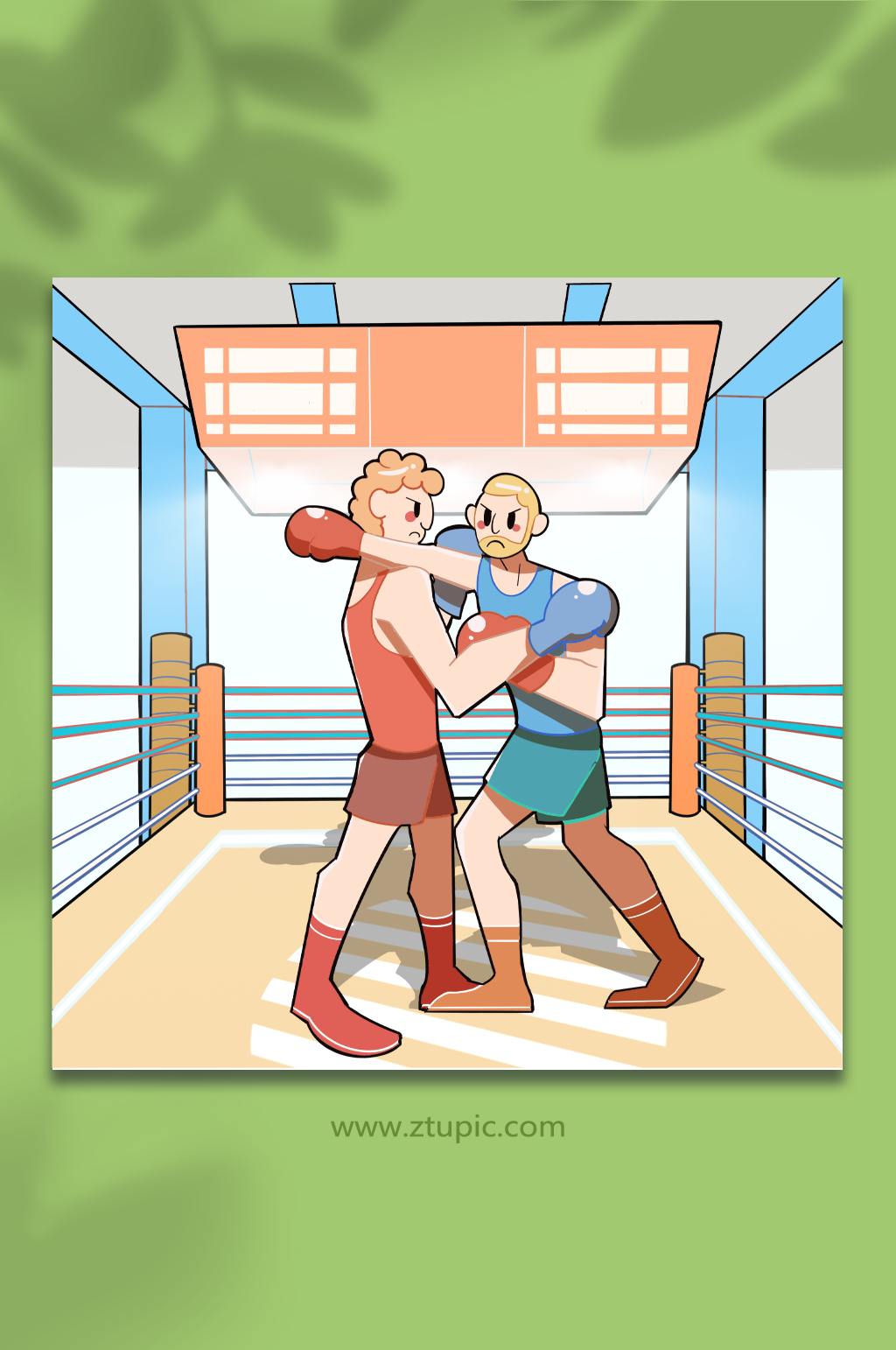 擂台比赛拳击人物插画素材
