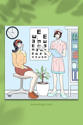 测视力预防近视爱眼人物插画