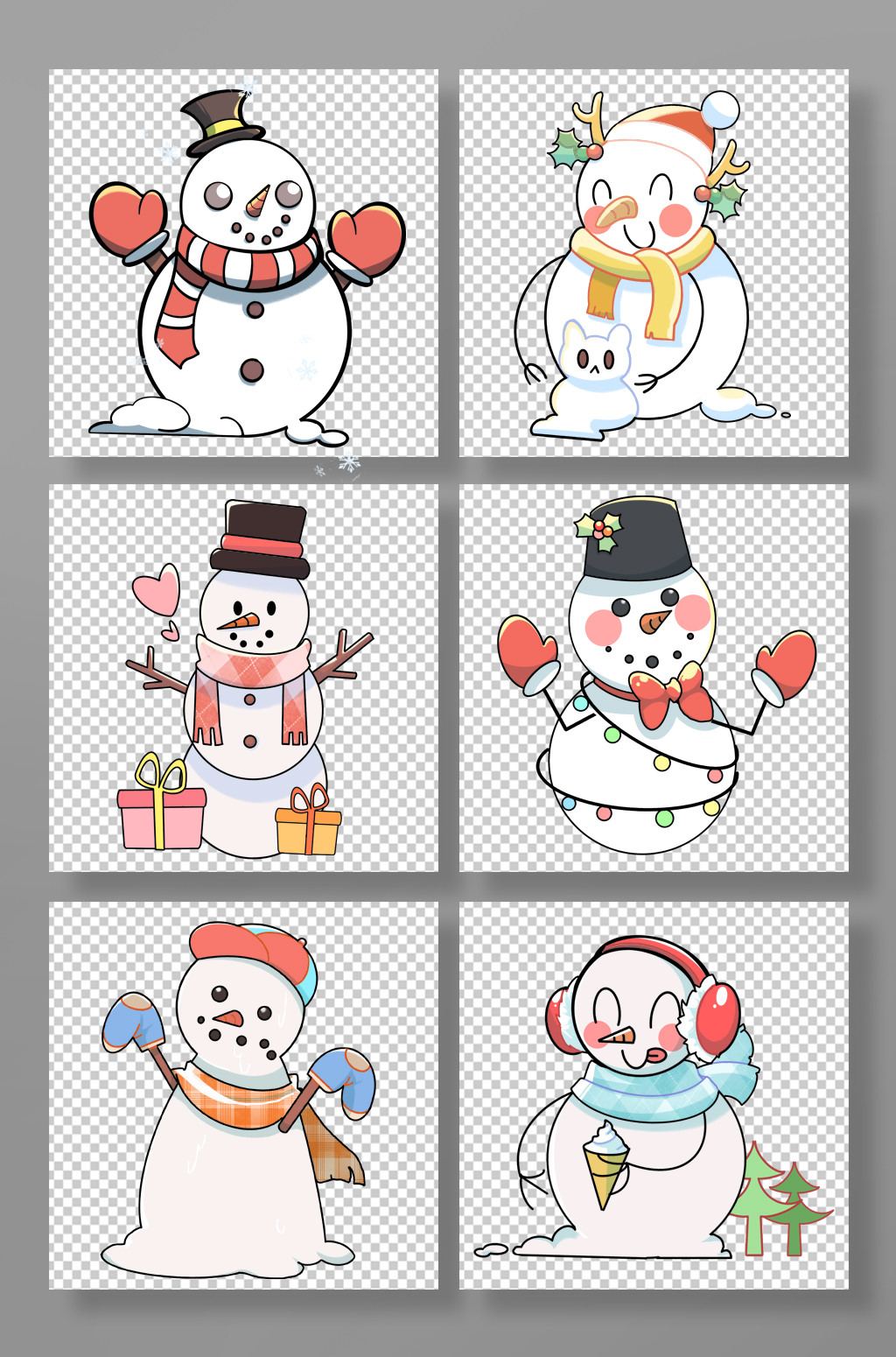 冬季雪人小雪节气冬季免抠元素插画素材