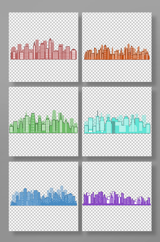 简易的城市剪影插画元素