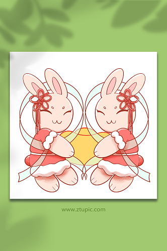 兔年大吉兔年春节免扣动物兔子元素