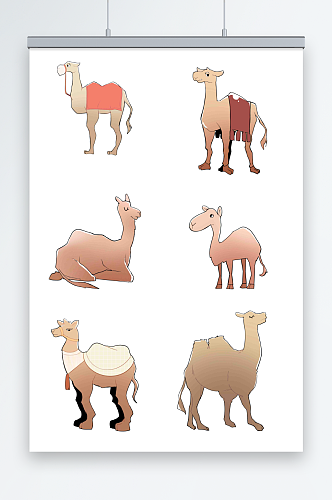 简易卡通沙漠骆驼动物元素插画