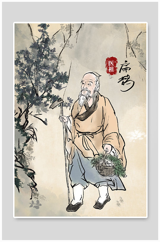 扁鹊中医中华名医人物画像插画-众图网